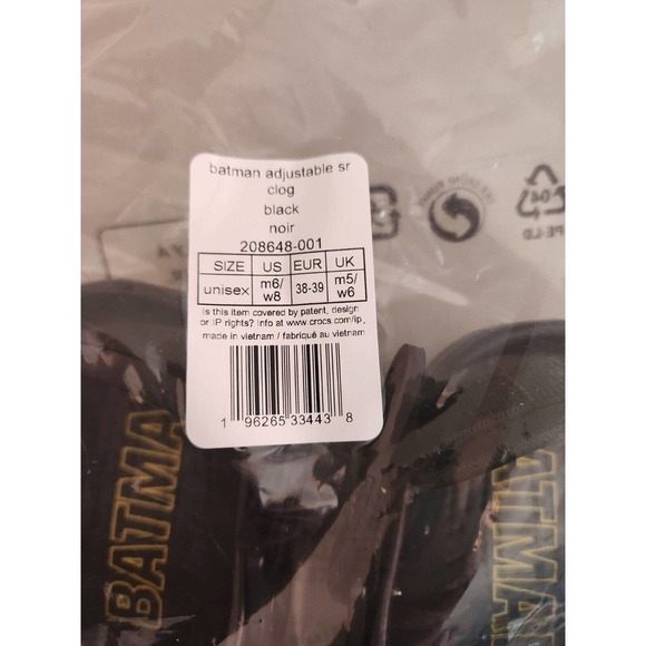 New Crocs Batman Adjustable SR Clog US- M6/W8 Unisex Black - Picture 12 of 12